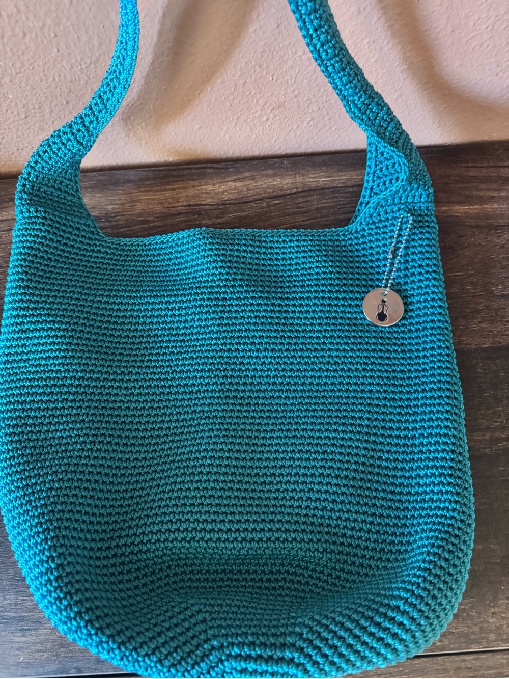 The Sak Originals Teal Crochet Shoulder Bag - Excellent